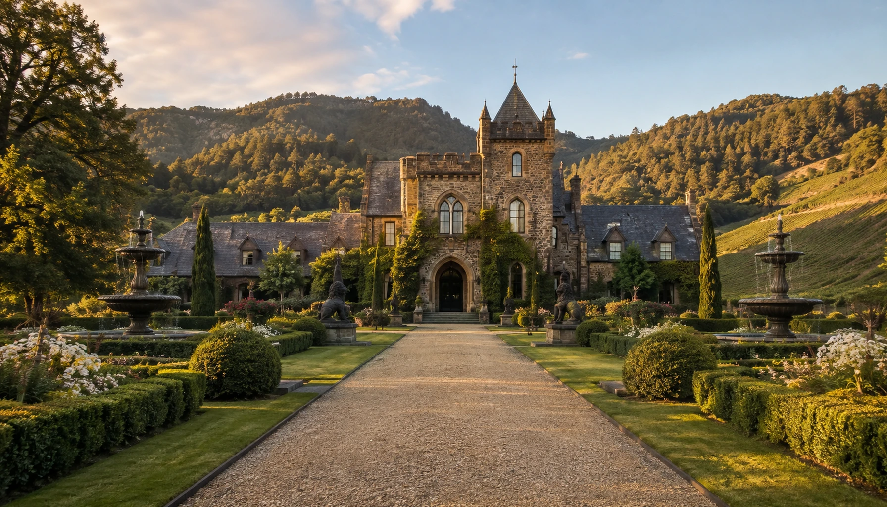 Inglenook — the captain’s château at the end of its long allée