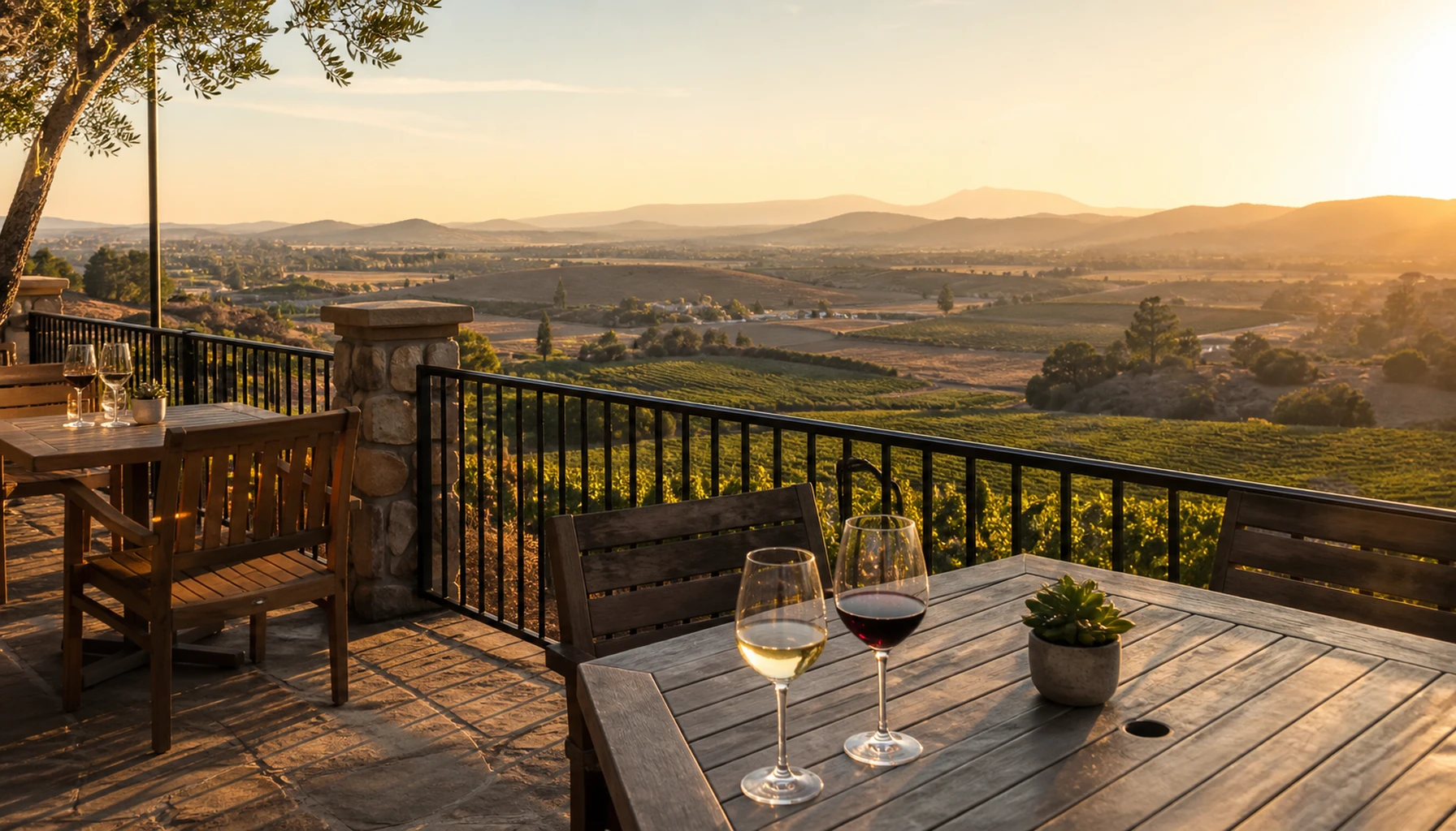 Bel Vino Winery &mdash; the patio, late afternoon, facing out.